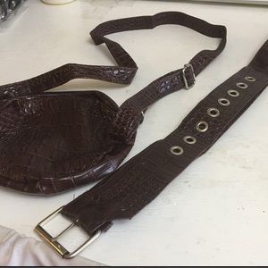 Shoulder Bag and Belt Set Faux Alligator Print Size Large Belt